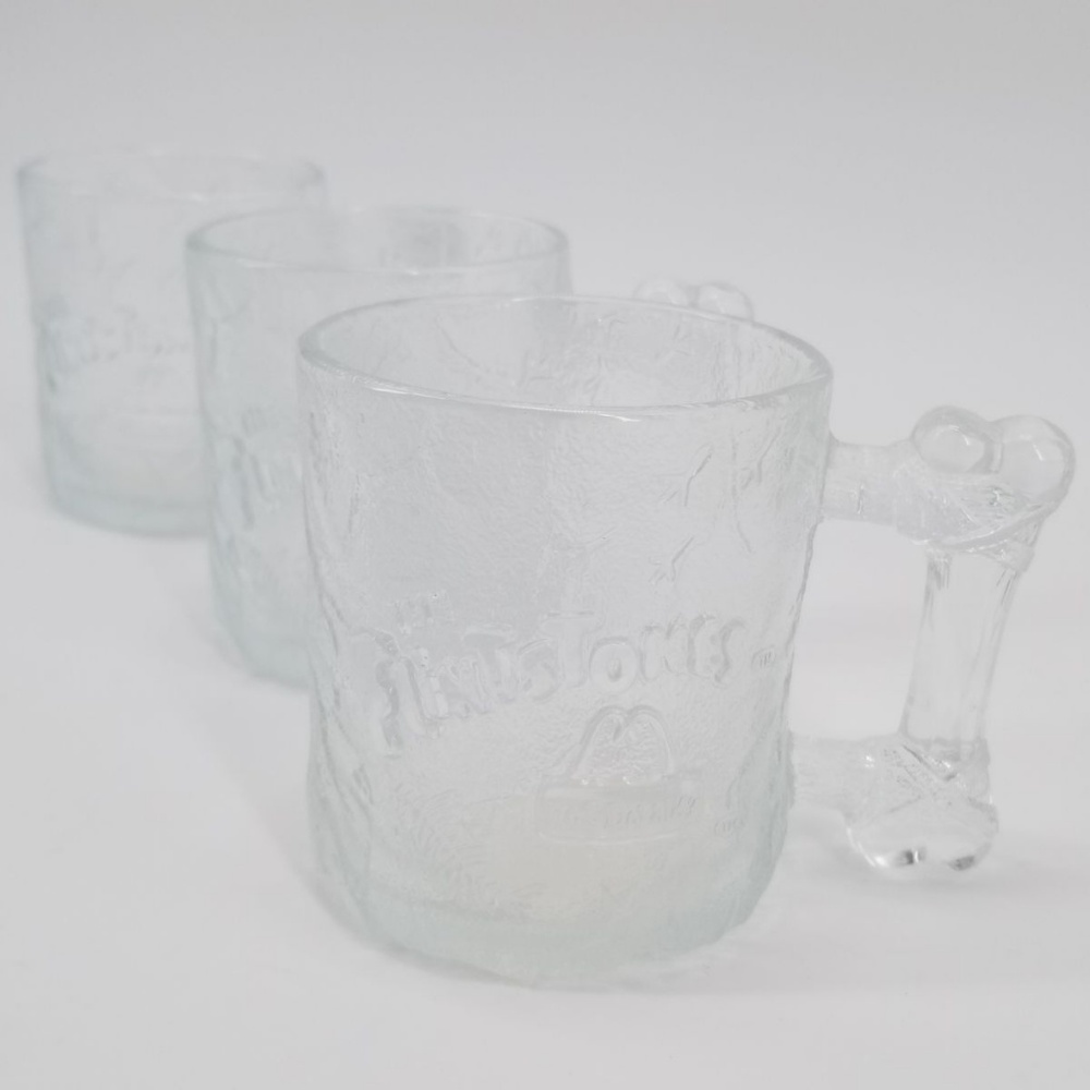 Vintage Flintstones Thick Glass Mugs